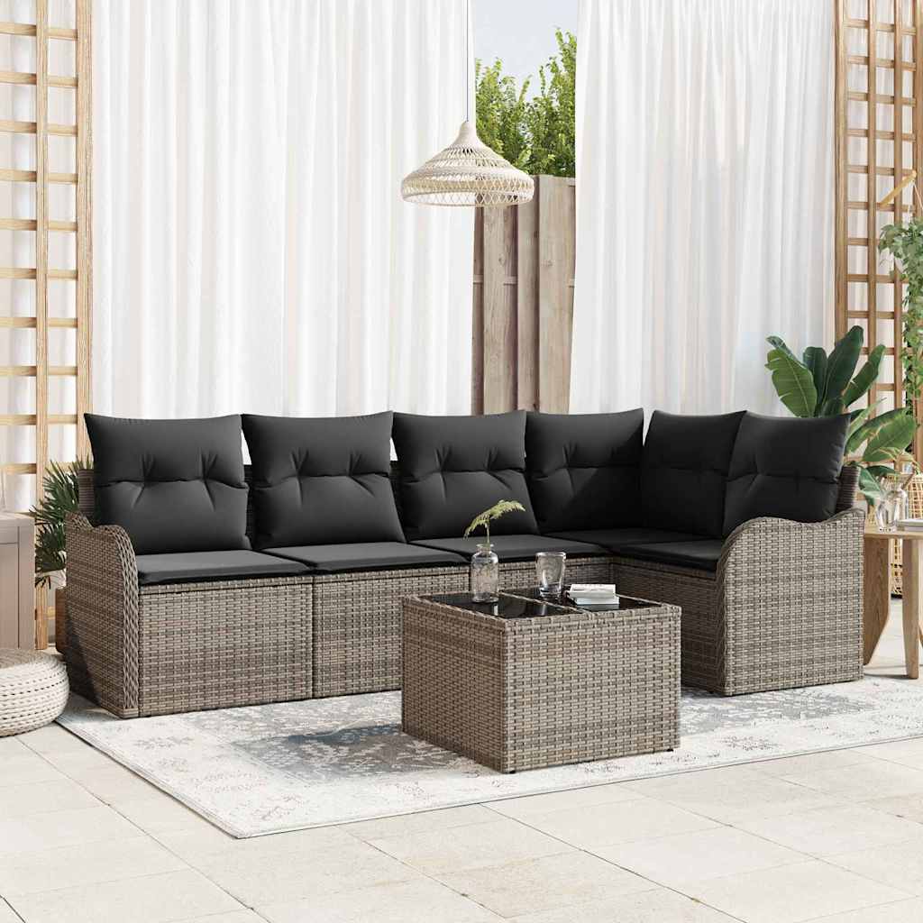 vidaXL Tuinbank Set met opslag 5 pcs Zwart poly rattan