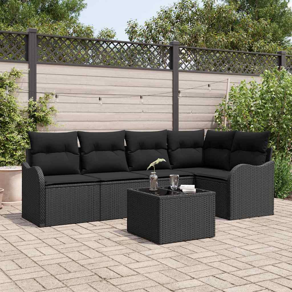 vidaXL Tuinbank Set met opslag 5 pcs Zwart poly rattan