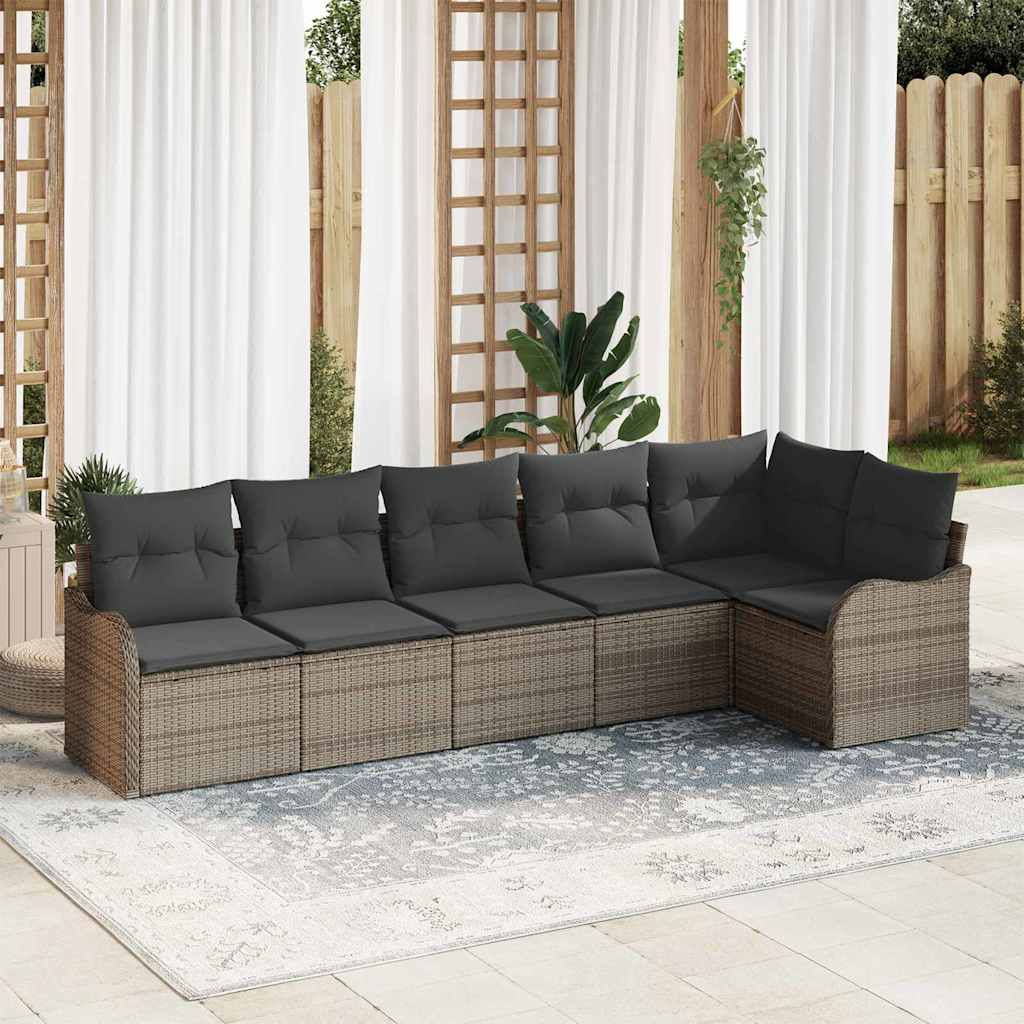 vidaXL Tuinbank Set met kussen met opslag 6 pcs Zwart Poly rattan