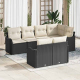 vidaXL Tuinbank Set met kussen met opslag 7 pcs Zwart Poly rattan