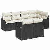 vidaXL Tuinbank Set met kussen met opslag 7 pcs Zwart Poly rattan