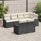 vidaXL Tuinbank Set met kussen met opslag 7 pcs Zwart Poly rattan