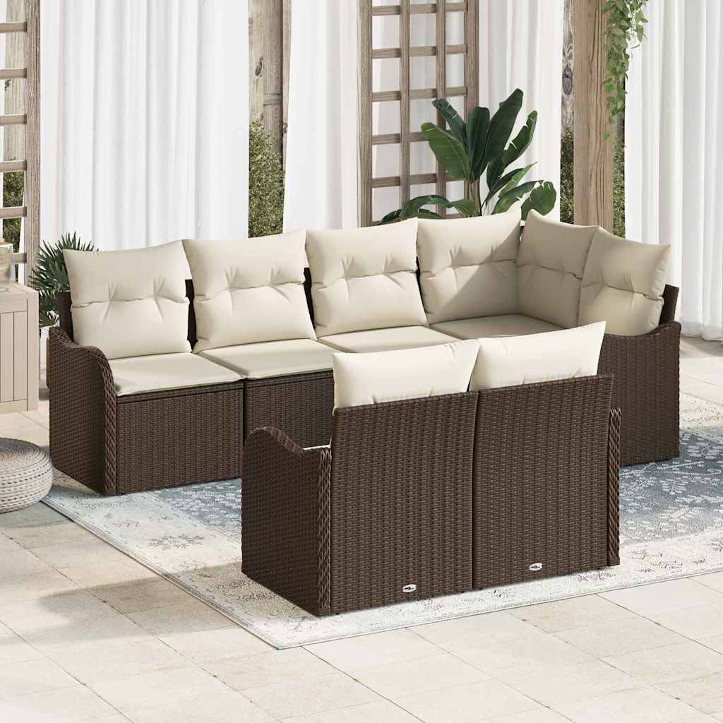 vidaXL Tuinbank Set met kussen met opslag 7 pcs Zwart Poly rattan