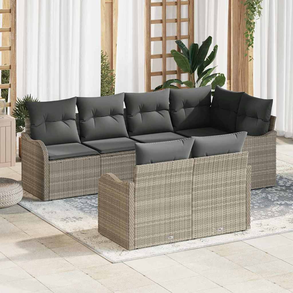 vidaXL Tuinbank Set met kussen met opslag 7 pcs Zwart Poly rattan