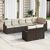 vidaXL Tuinbank Set met opslag 8 pcs Zwart en Wit poly rattan