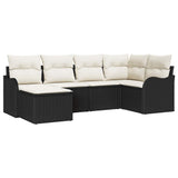 vidaXL Garden Sofa Set with cushions 6 pcs Black and white Poly rattan