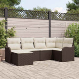 vidaXL Garden Sofa Set with cushions 6 pcs Black and white Poly rattan
