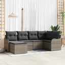 vidaXL Garden Sofa Set with cushions 6 pcs Black and white Poly rattan