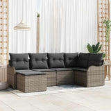 vidaXL Garden Sofa Set with cushions 6 pcs Black and white Poly rattan