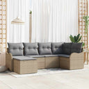 vidaXL Garden Sofa Set with cushions 6 pcs Black and white Poly rattan