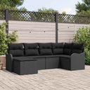 vidaXL Garden Sofa Set with cushions 6 pcs Black and white Poly rattan