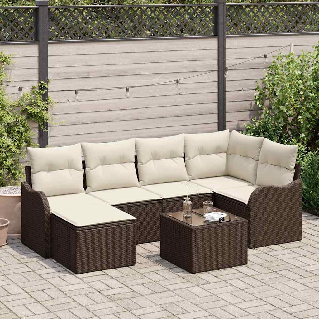vidaXL Garden Sofa Set with cushions 6 pcs Black and white Poly rattan