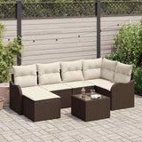 vidaXL Garden Sofa Set with cushions 6 pcs Black and white Poly rattan