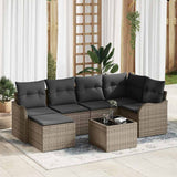vidaXL Garden Sofa Set with cushions 6 pcs Black and white Poly rattan