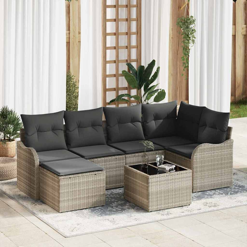 vidaXL Garden Sofa Set with cushions 6 pcs Black and white Poly rattan