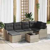 vidaXL Garden Sofa Set with cushions 6 pcs Black and white Poly rattan