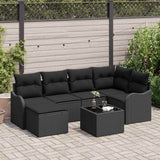 vidaXL Garden Sofa Set with cushions 6 pcs Black and white Poly rattan
