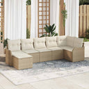 vidaXL Tuinbank Set met kussen 7 pcs Zwart en wit Poly rattan