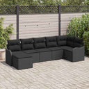 vidaXL Tuinbank Set met kussen 7 pcs Zwart en wit Poly rattan