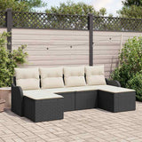 vidaXL Garden Sofa Set with cushions 6 pcs Black and white Poly rattan
