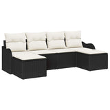 vidaXL Garden Sofa Set with cushions 6 pcs Black and white Poly rattan