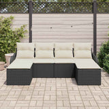 vidaXL Garden Sofa Set with cushions 6 pcs Black and white Poly rattan