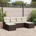vidaXL Garden Sofa Set with cushions 6 pcs Black and white Poly rattan
