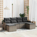 vidaXL Garden Sofa Set with cushions 6 pcs Black and white Poly rattan