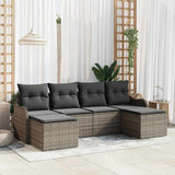 vidaXL Garden Sofa Set with cushions 6 pcs Black and white Poly rattan