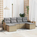 vidaXL Garden Sofa Set with cushions 6 pcs Black and white Poly rattan