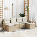 vidaXL Garden Sofa Set with cushions 6 pcs Black and white Poly rattan