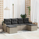 vidaXL Garden Sofa Set with cushions 6 pcs Black and white Poly rattan