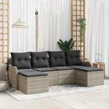 vidaXL Garden Sofa Set with cushions 6 pcs Black and white Poly rattan