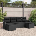 vidaXL Garden Sofa Set with cushions 6 pcs Black and white Poly rattan