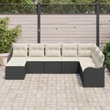vidaXL Tuinbank Set met kussen 8 pcs Zwart en wit Poly rattan