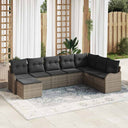 vidaXL Tuinbank Set met kussen 8 pcs Zwart en wit Poly rattan