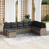 vidaXL Tuinbank Set met kussen 8 pcs Zwart en wit Poly rattan