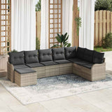 vidaXL Tuinbank Set met kussen 8 pcs Zwart en wit Poly rattan