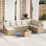 vidaXL Tuinbank Set met kussen 8 pcs Zwart en wit Poly rattan