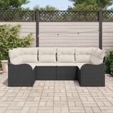 vidaXL Garden Bench Set with Cushion Black and White Poly Rattan