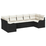 vidaXL Garden Lounge Set with Cushions 7 pcs Black and White Poly Rattan