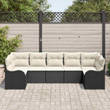 vidaXL Garden Lounge Set with Cushions 7 pcs Black and White Poly Rattan