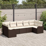 vidaXL Garden Lounge Set with Cushions 7 pcs Black and White Poly Rattan