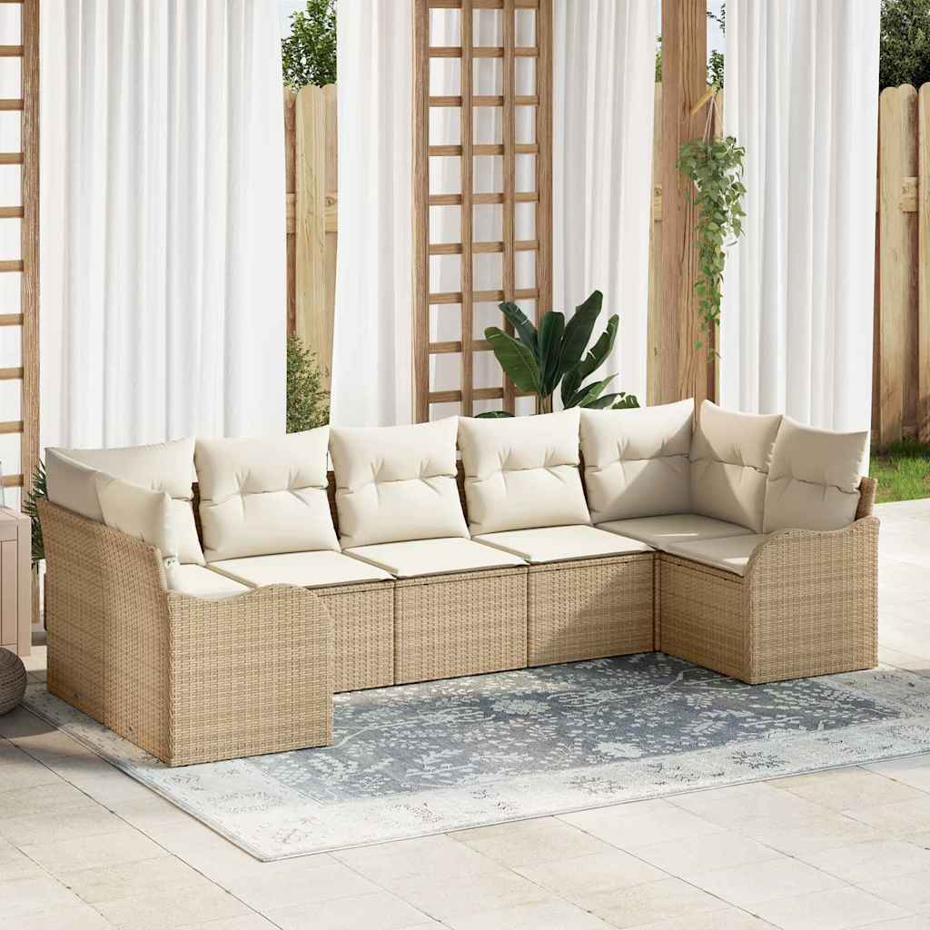 vidaXL Garden Lounge Set with Cushions 7 pcs Black and White Poly Rattan