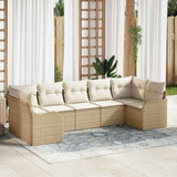 vidaXL Garden Lounge Set with Cushions 7 pcs Black and White Poly Rattan