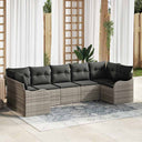 vidaXL Garden Lounge Set with Cushions 7 pcs Black and White Poly Rattan