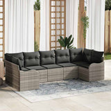 vidaXL Garden Lounge Set with Cushions 7 pcs Black and White Poly Rattan