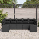 vidaXL Garden Lounge Set with Cushions 7 pcs Black and White Poly Rattan