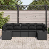 vidaXL Garden Lounge Set with Cushions 7 pcs Black and White Poly Rattan