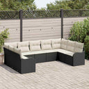 vidaXL Tuinbank Set met opslag 9 pcs Zwart en wit poly rattan